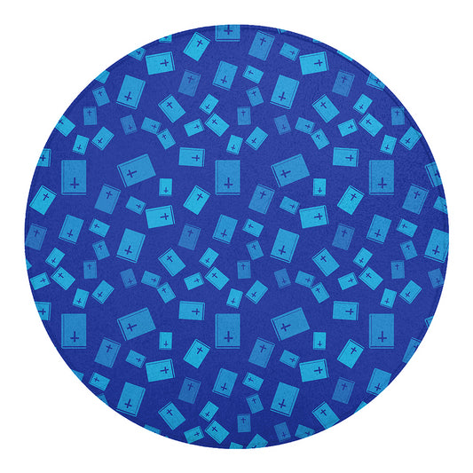 Blue Holy Bible Pattern Print Round Blanket