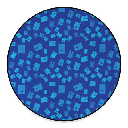 Blue Holy Bible Pattern Print Round Floor Mat
