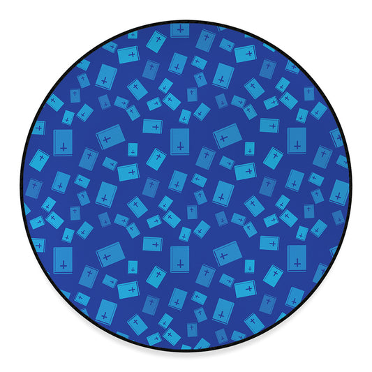 Blue Holy Bible Pattern Print Round Floor Mat
