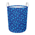 Blue Holy Bible Pattern Print Round Laundry Basket
