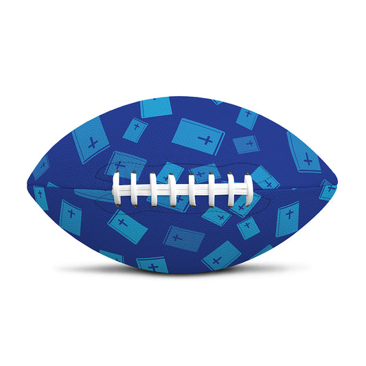 Blue Holy Bible Pattern Print Rugby Ball