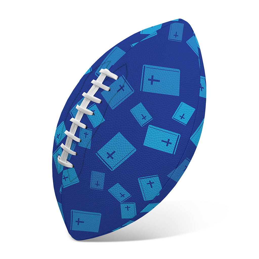 Blue Holy Bible Pattern Print Rugby Ball