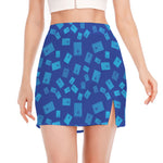 Blue Holy Bible Pattern Print Side Slit Mini Skirt