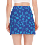 Blue Holy Bible Pattern Print Side Slit Mini Skirt