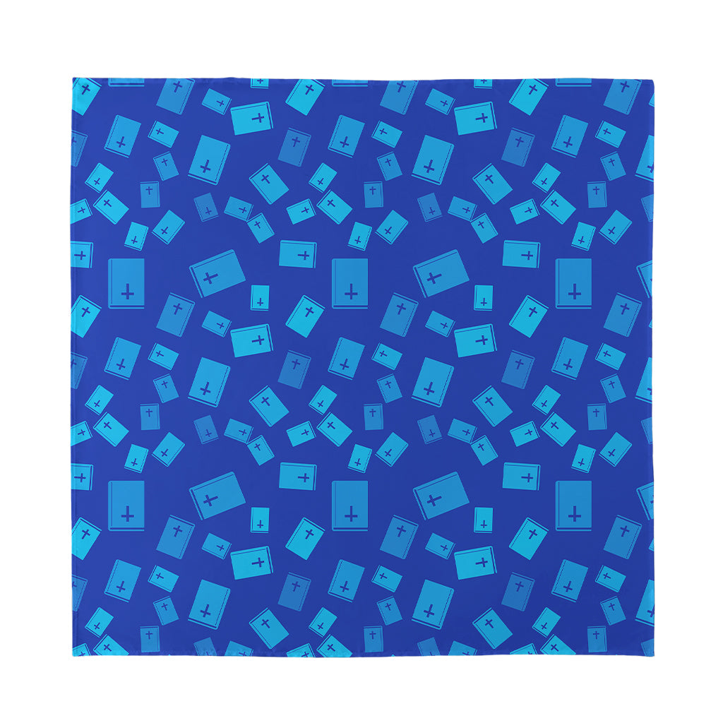 Blue Holy Bible Pattern Print Silk Bandana