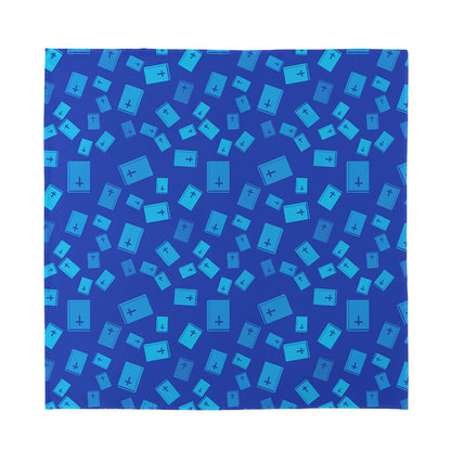 Blue Holy Bible Pattern Print Silk Bandana