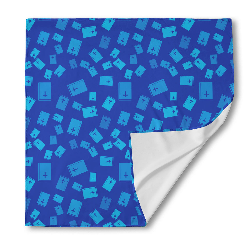 Blue Holy Bible Pattern Print Silk Bandana