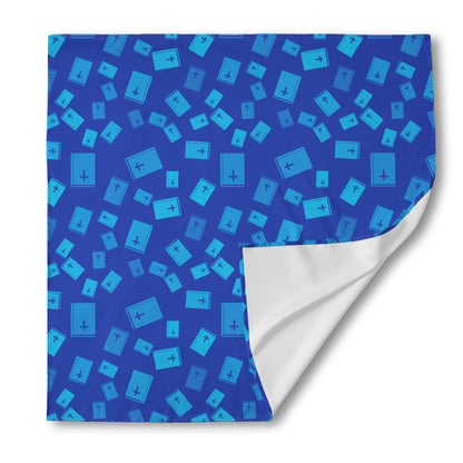 Blue Holy Bible Pattern Print Silk Bandana