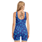 Blue Holy Bible Pattern Print Sleeveless One Piece Swimsuit