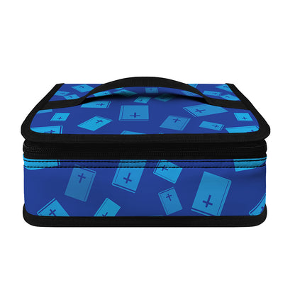Blue Holy Bible Pattern Print Small Lunch Bag