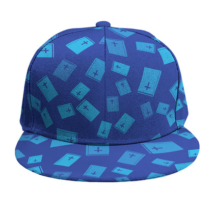 Blue Holy Bible Pattern Print Snapback Cap