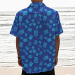 Blue Holy Bible Pattern Print Textured Short Sleeve Shirt