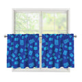 Blue Holy Bible Pattern Print Tier Curtains