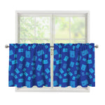 Blue Holy Bible Pattern Print Tier Curtains