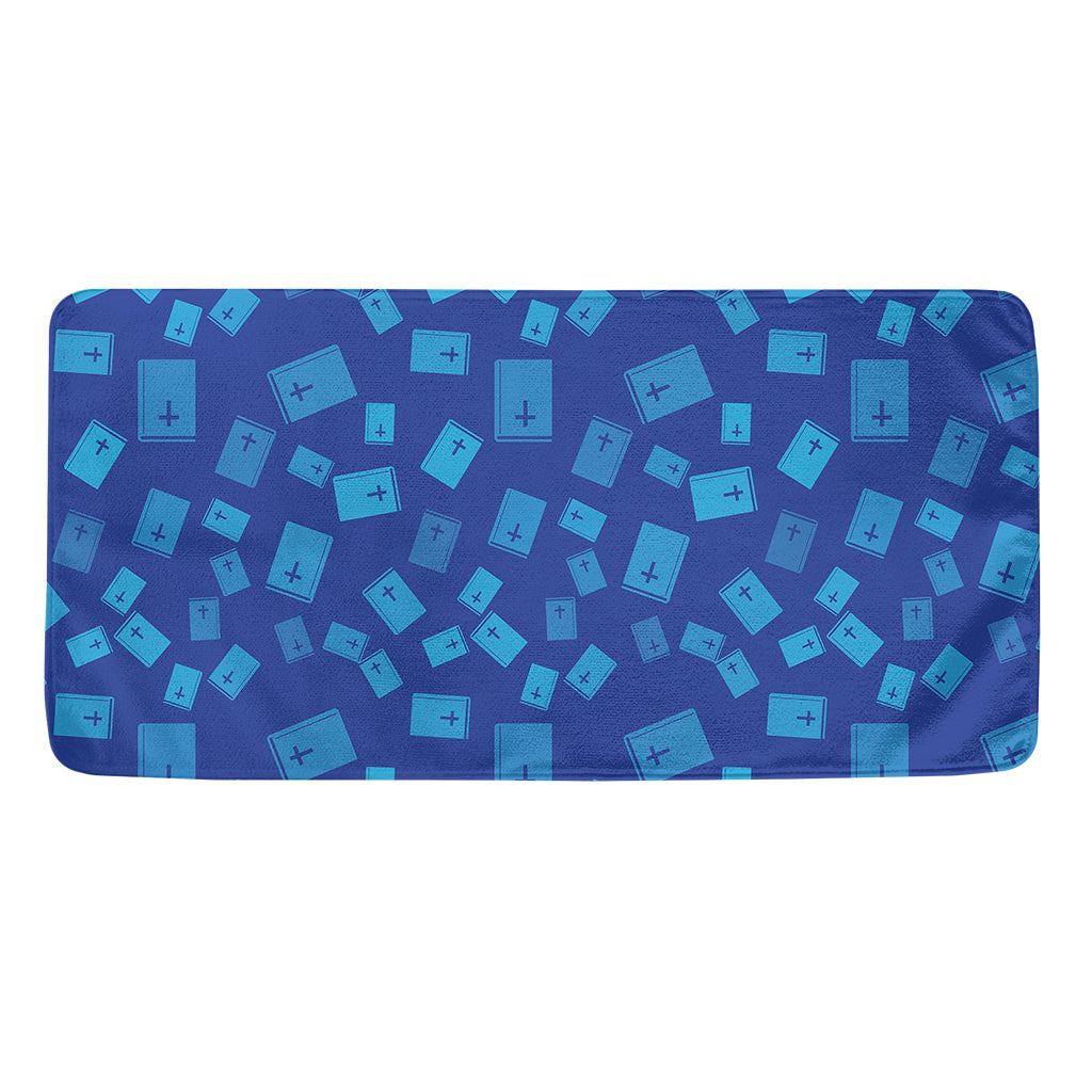 Blue Holy Bible Pattern Print Towel