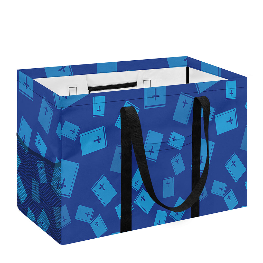 Blue Holy Bible Pattern Print Utility Tote Bag