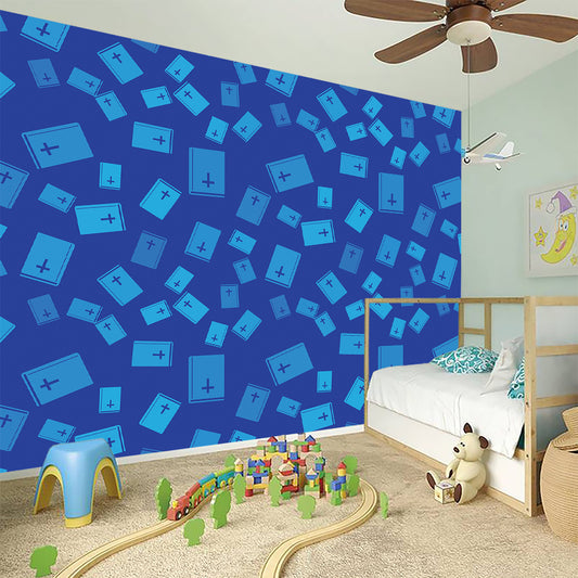 Blue Holy Bible Pattern Print Wall Sticker