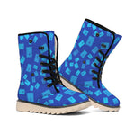 Blue Holy Bible Pattern Print Winter Boots