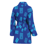 Blue Holy Bible Pattern Print Women's Bathrobe