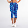 Blue Holy Bible Pattern Print Women's Capri Leggings