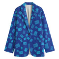 Blue Holy Bible Pattern Print Women's Cotton Blazer