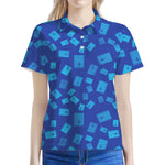 Blue Holy Bible Pattern Print Women's Polo Shirt