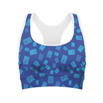 Blue Holy Bible Pattern Print Women's Sports Bra