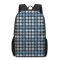 Blue Houndstooth Pattern Print 17 Inch Backpack