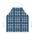 Blue Houndstooth Pattern Print Adjustable Apron