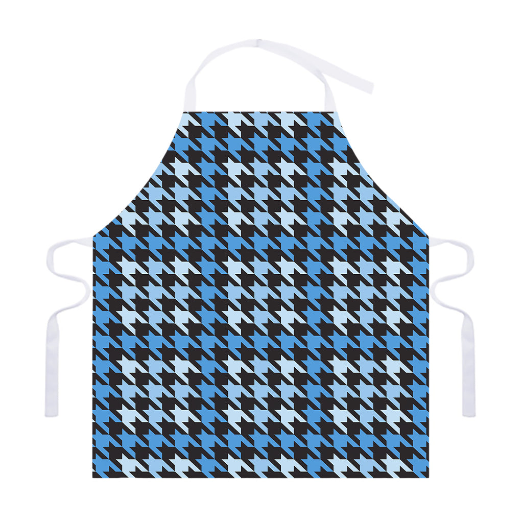 Blue Houndstooth Pattern Print Adjustable Apron