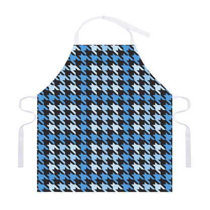 Blue Houndstooth Pattern Print Adjustable Apron