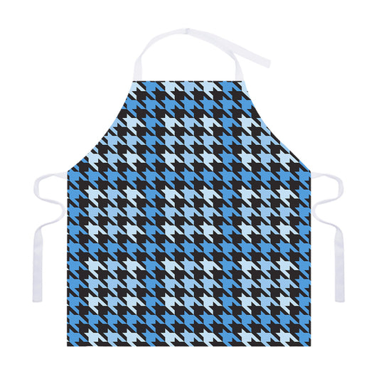Blue Houndstooth Pattern Print Adjustable Apron