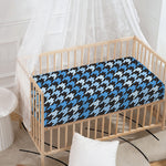 Blue Houndstooth Pattern Print Baby Crib Sheet