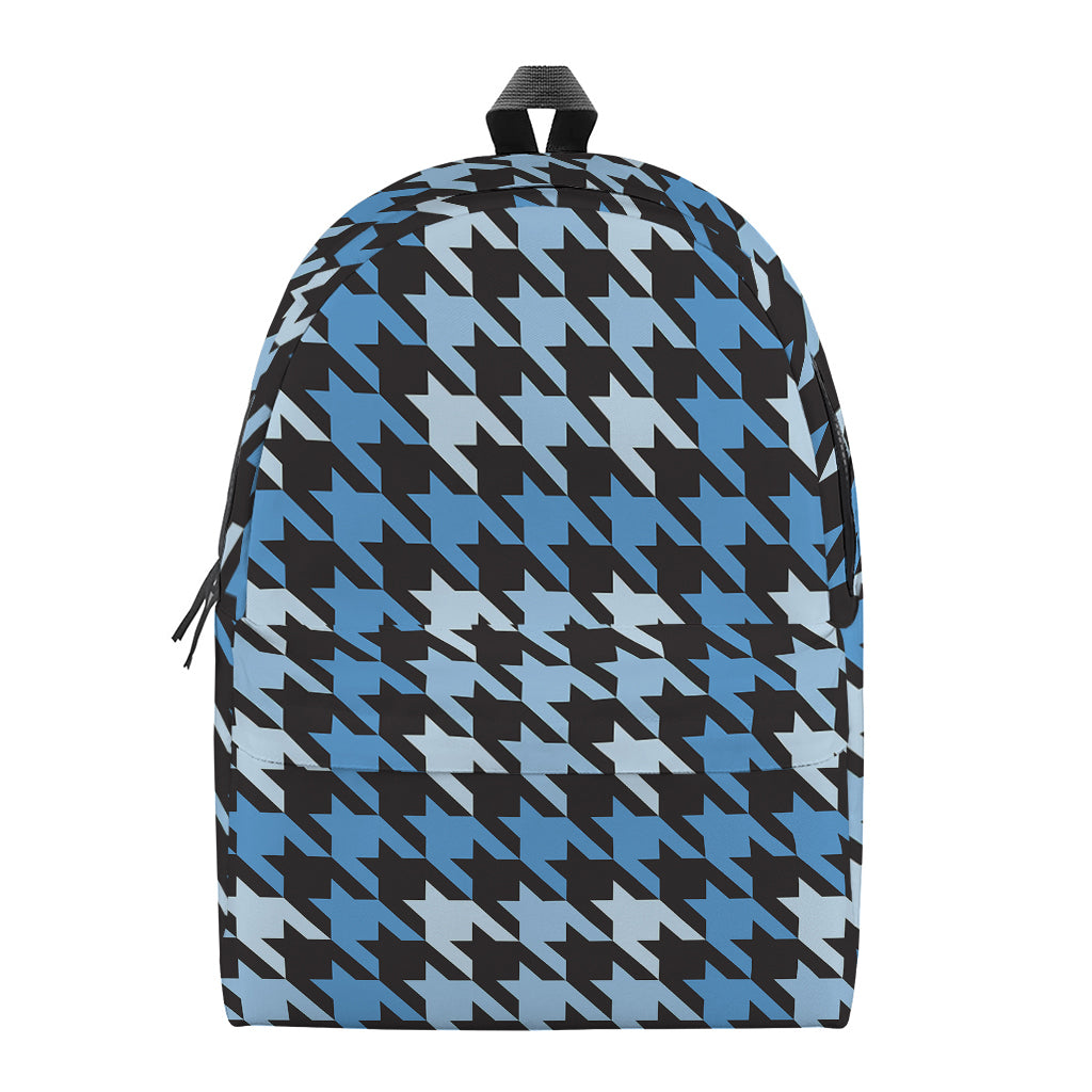 Blue Houndstooth Pattern Print Backpack
