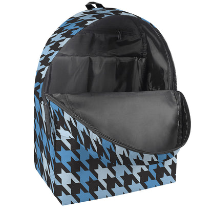 Blue Houndstooth Pattern Print Backpack