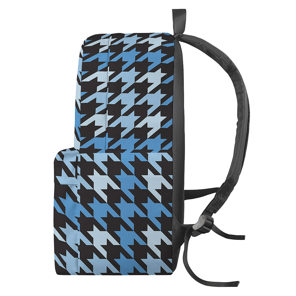 Blue Houndstooth Pattern Print Backpack