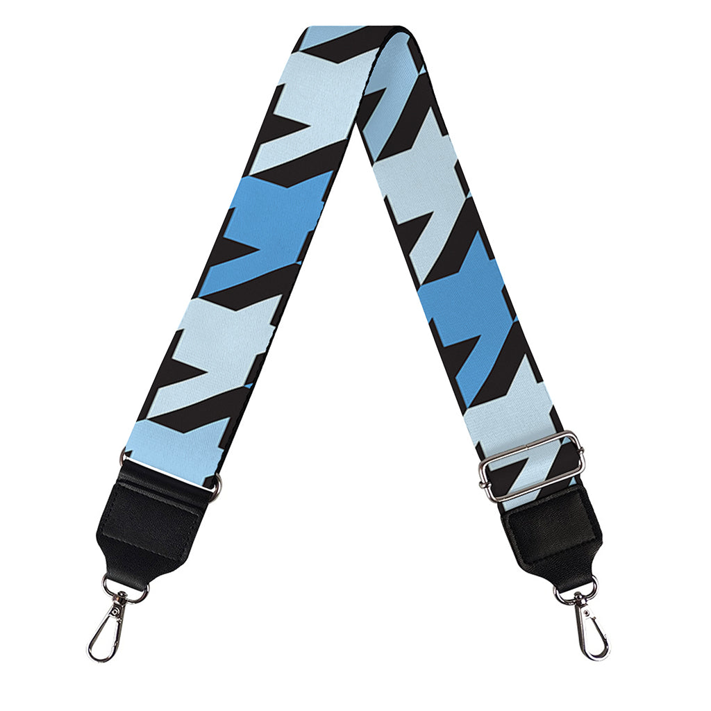 Blue Houndstooth Pattern Print Bag Strap