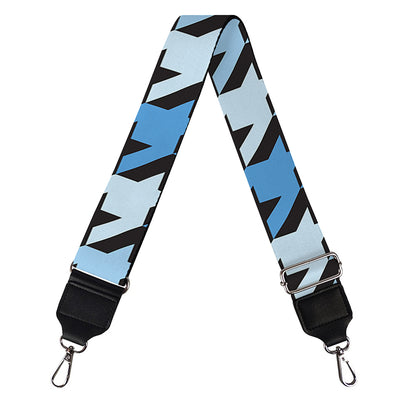 Blue Houndstooth Pattern Print Bag Strap