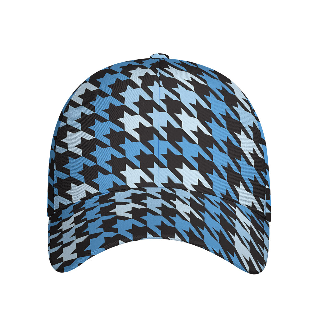 Blue Houndstooth Pattern Print Baseball Cap