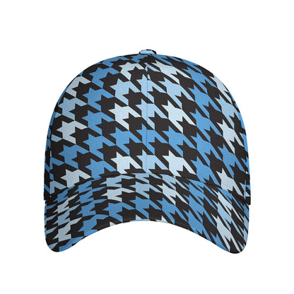 Blue Houndstooth Pattern Print Baseball Cap