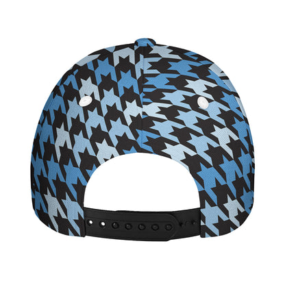 Blue Houndstooth Pattern Print Baseball Cap