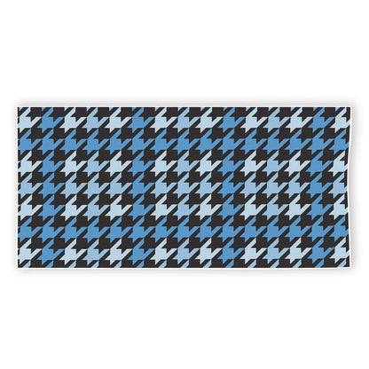 Blue Houndstooth Pattern Print Beach Towel