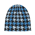 Blue Houndstooth Pattern Print Beanie