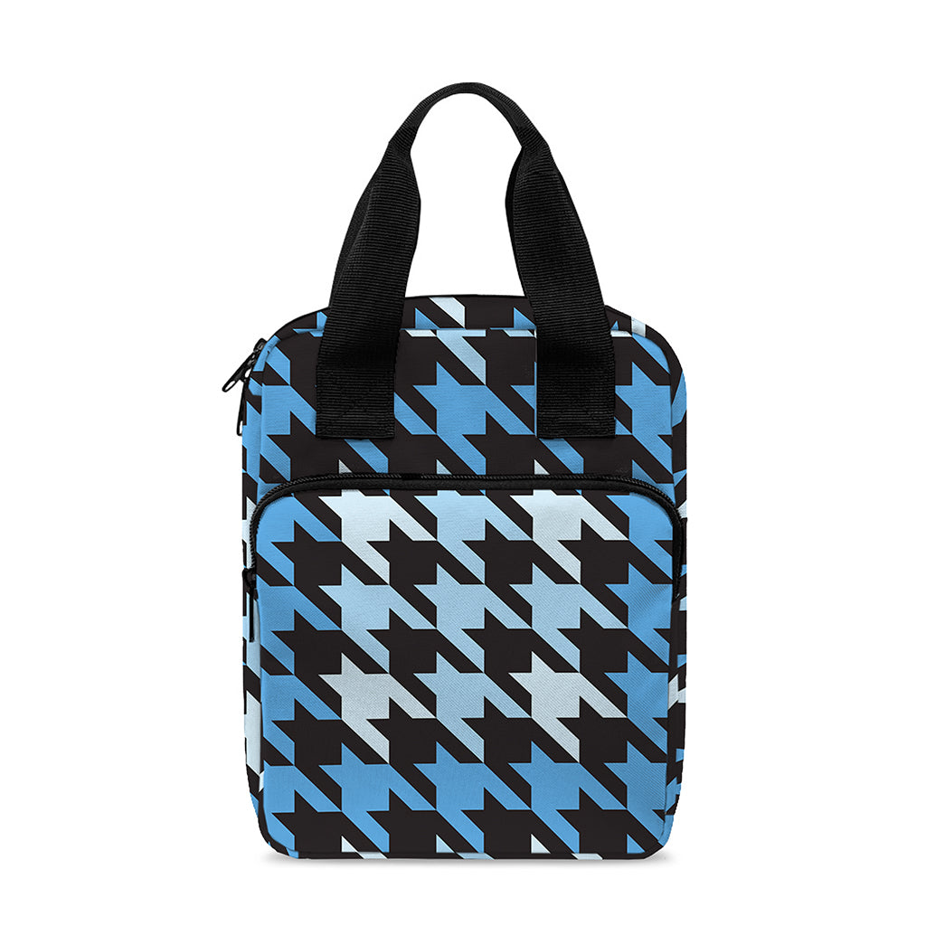 Blue Houndstooth Pattern Print Bible Tote Bag