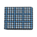 Blue Houndstooth Pattern Print Bifold Wallet