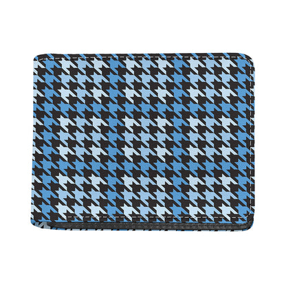 Blue Houndstooth Pattern Print Bifold Wallet
