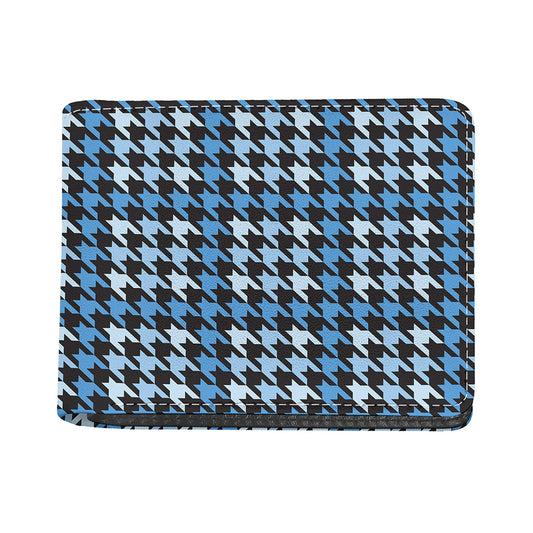 Blue Houndstooth Pattern Print Bifold Wallet