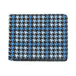 Blue Houndstooth Pattern Print Bifold Wallet