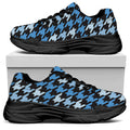 Blue Houndstooth Pattern Print Black Chunky Shoes