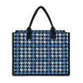 Blue Houndstooth Pattern Print Canvas Tote Bag